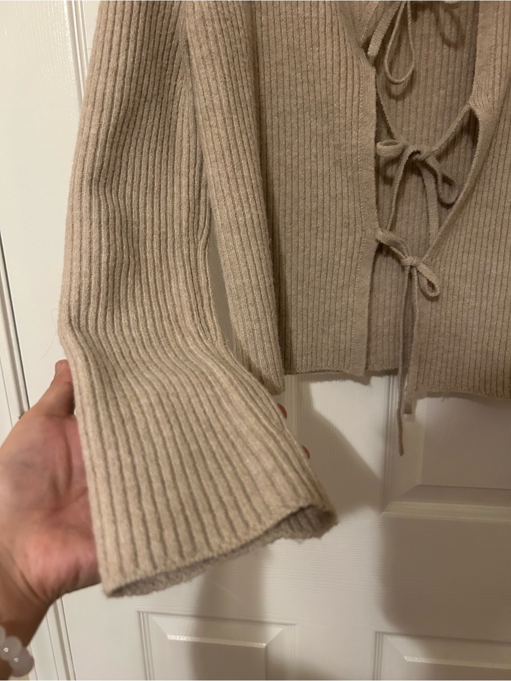 GU Tie-Front Ribbed Cardigan - Picture 7 of 9